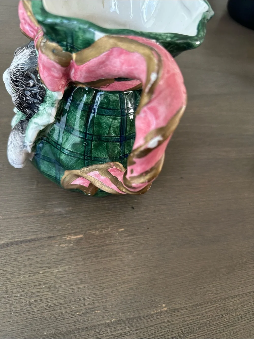 Ceramic Cat Pitcher in Green with Pink Bow - Decorative Coffee & Tea Accessory